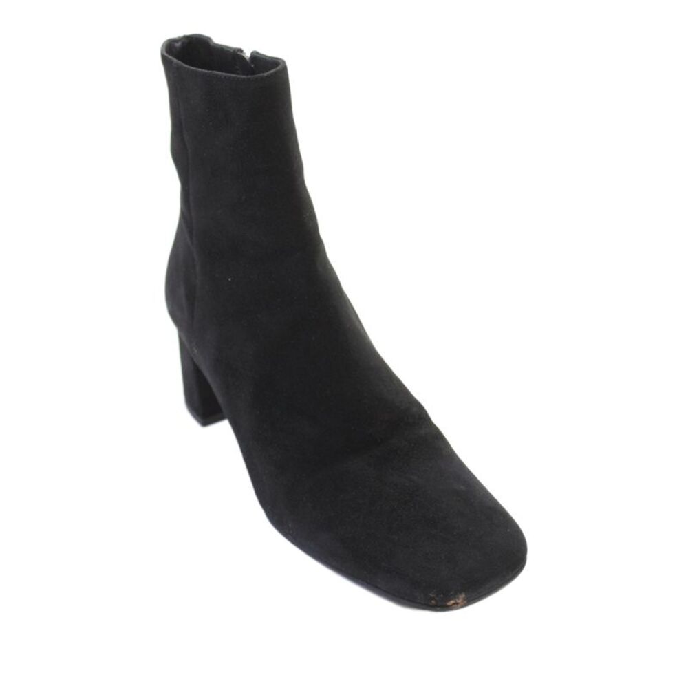 Prada Womens Suede Block High Heels Ankle Boots Shoes Solid Black Size 7